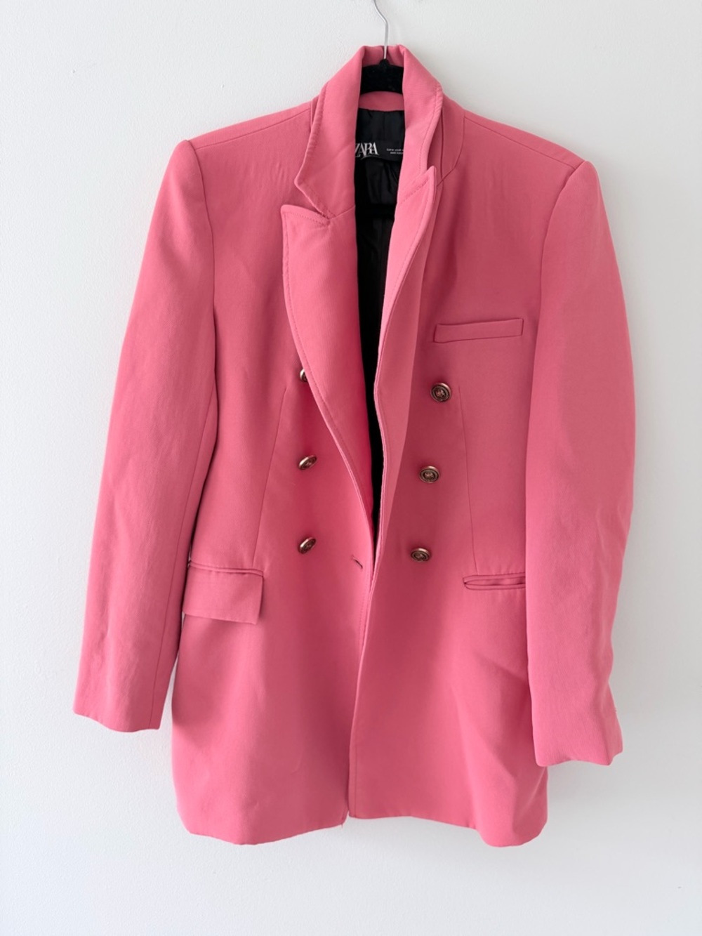 ZARA Rose Pink Double-Breasted Blazer Jacket